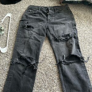 Grlfrnd Karolina jeans high waisted skinny Distressed black travelin denim 27